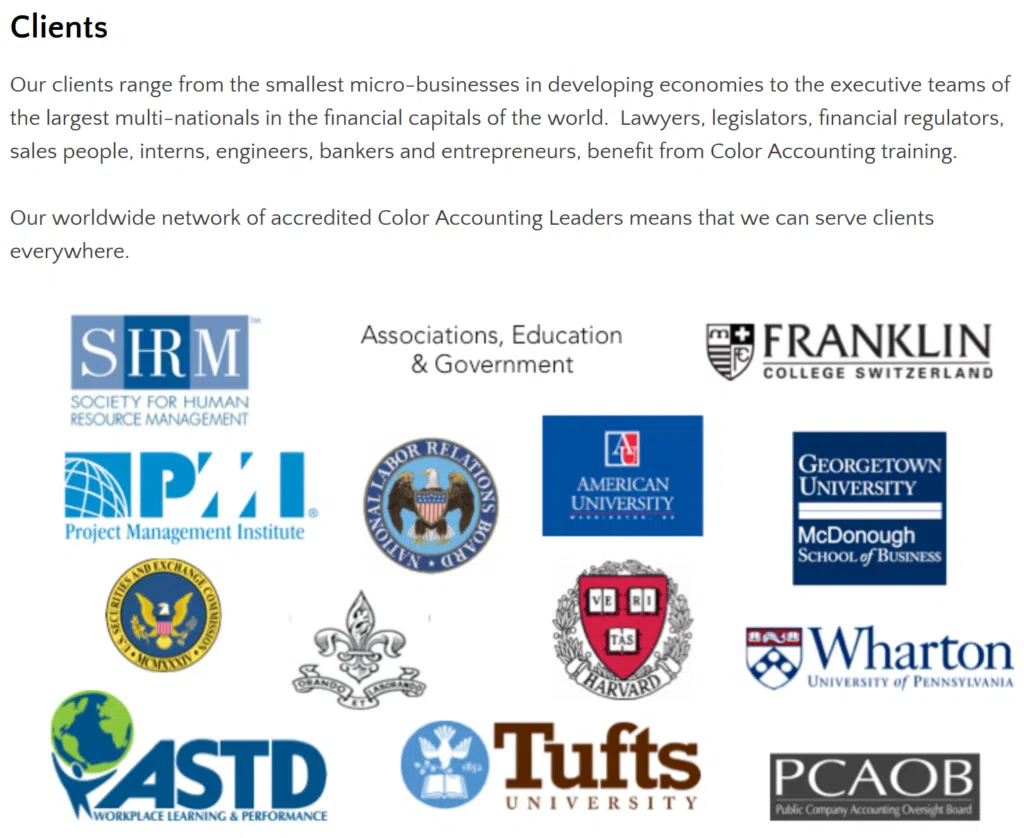 Color Accounting™ Certification Clients